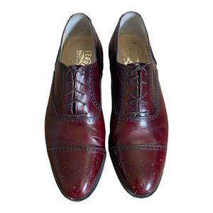 Salvatore Ferragamo Wingtip Oxford Burgundy Men's Size 6.5 Leather Dress Shoes